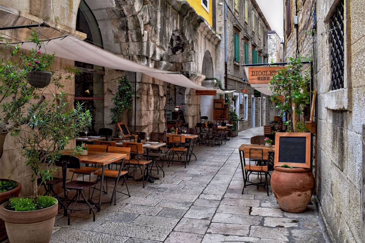 small local restaurant quiet side street Europe