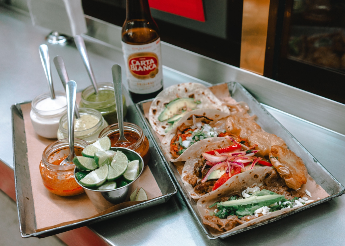 Mexico City taco stand salsas