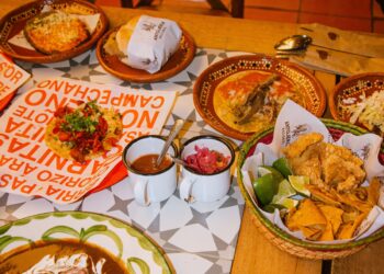 Overhead spread of traditional Mexico City Street food