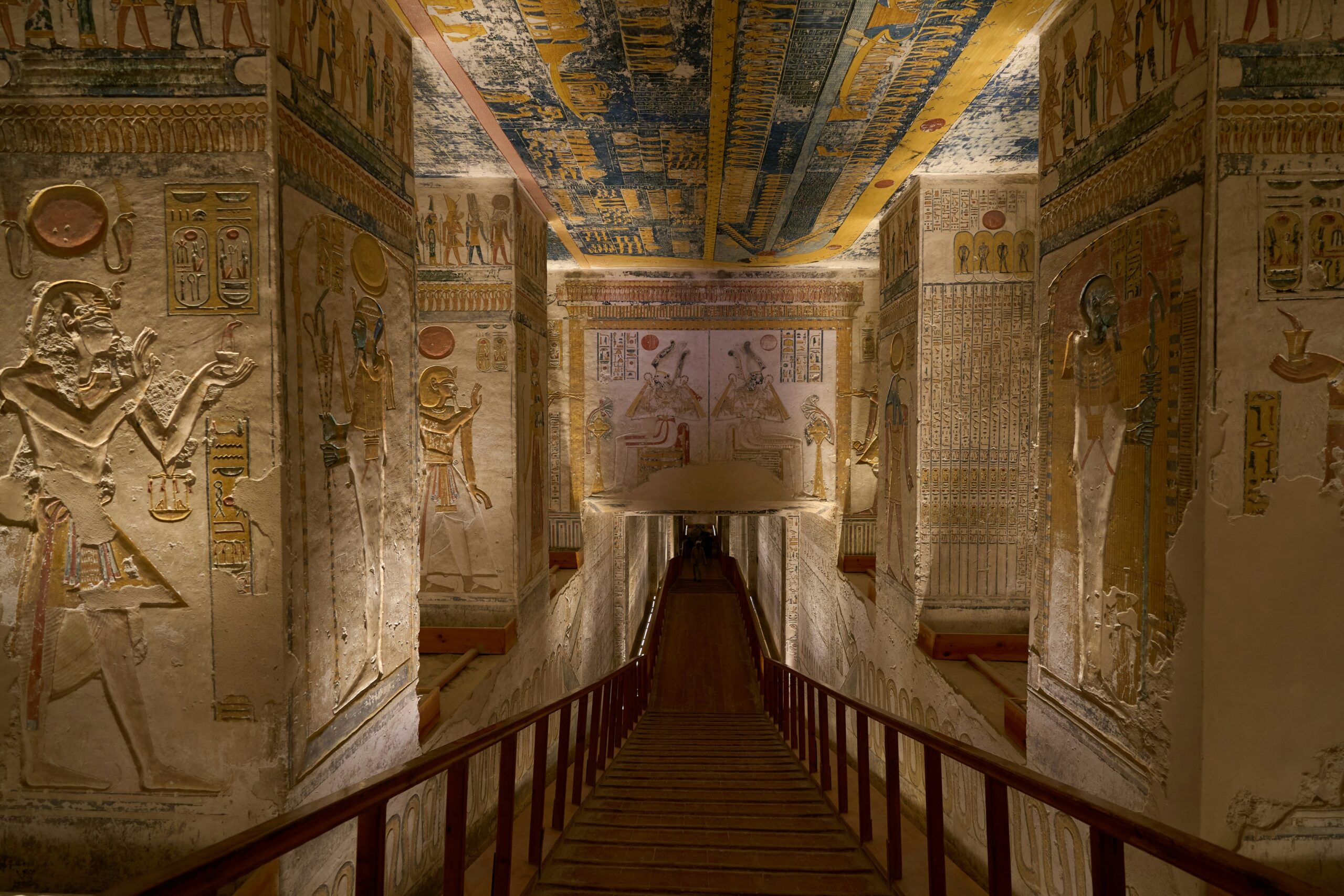 painted corridor inside a tomb in the Valley of the Kings