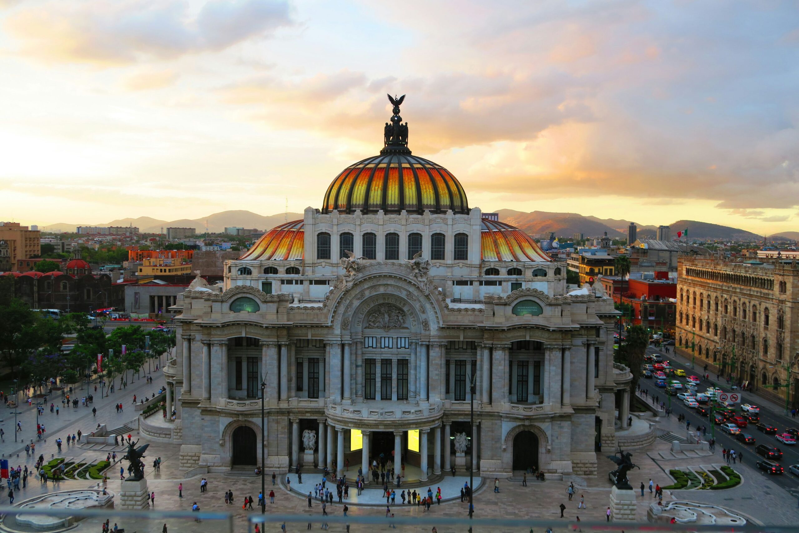 Palacio de Bellas Artes Mexico City aerial view