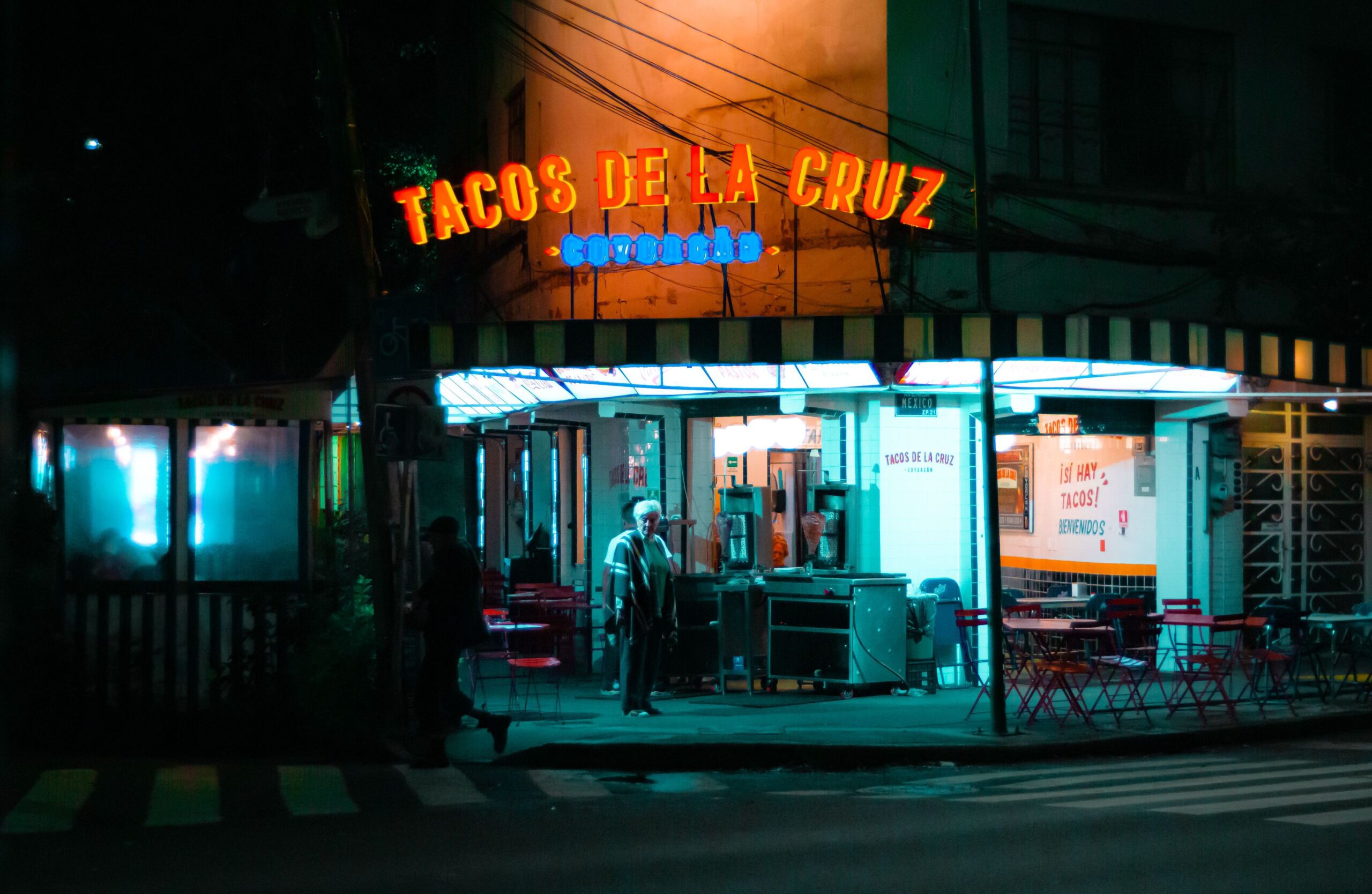 Mexico City taco stand night street